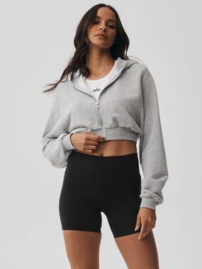 Alo Cropped Zip-Up Hoodie